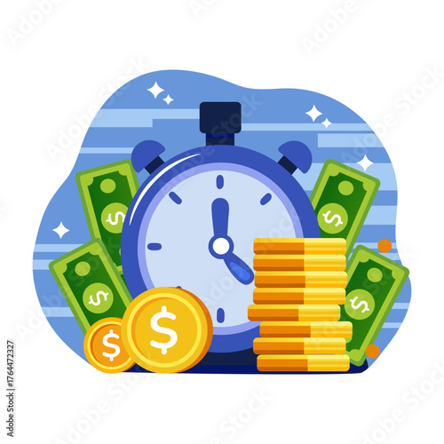 A flat style illustration representing fast payout  