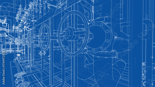 Industrial Blueprint Design. Vector