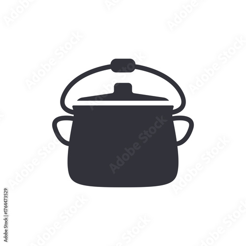 Cooking Pot Icon With Lid And Handle Kitchen Utensil