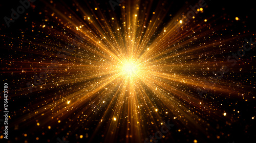 金色のの光が放射する輝き背景