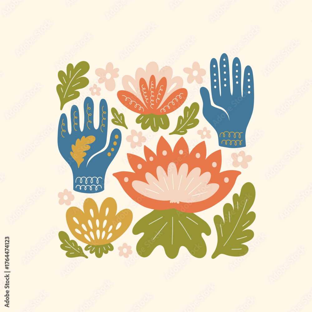 Fototapeta premium Minimal vector illustration inspired by meditation and calm energy. Features yoga poses, abstract shapes, and natural harmony — perfect for mindful design and modern wall art.