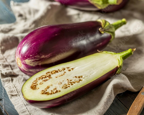 eggplant on wooden table