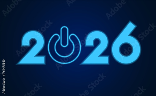 Neon illuminated numbers 2026. Happy New Year. The New Year's symbol in the form of the numbers 2026.