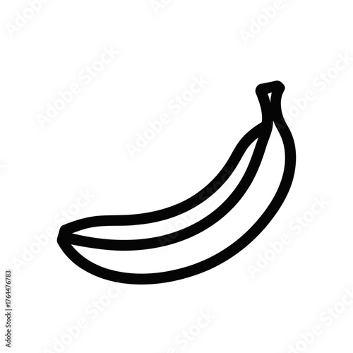 Outline of a single banana, simple vector drawing on white background