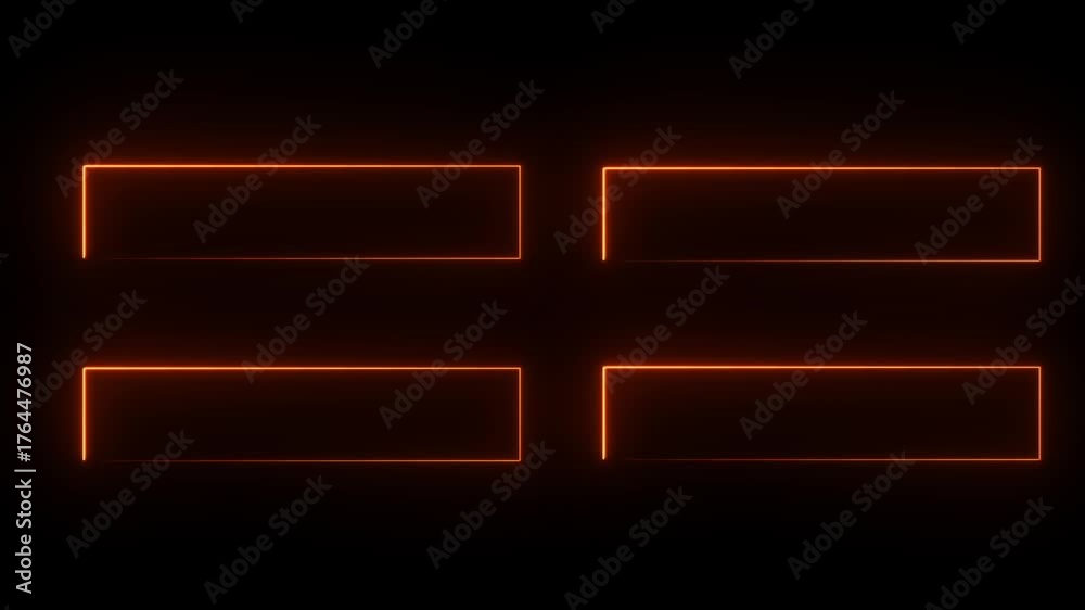 abstrack square rectangle picture frame icon neon animation.Border abstrack square rectangle frame shape rotation display screen neon box round seamless photo frame movement on black background 