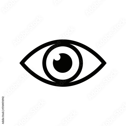 Simple Human Eye Outline on White Background for Medical or Health Purposes
