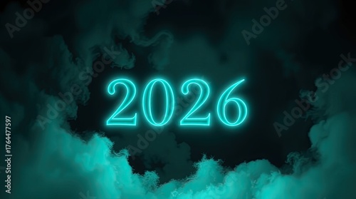 Colorful digits shining with neon radiance. A joyful expression of festive fantasy.