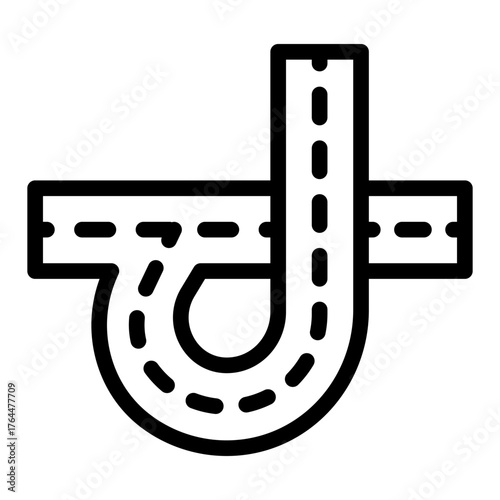Road junction with one turn line icon, learners permit concept. Vector graphics. Way intersection, driving sign on white background, style icon mobile or web design.