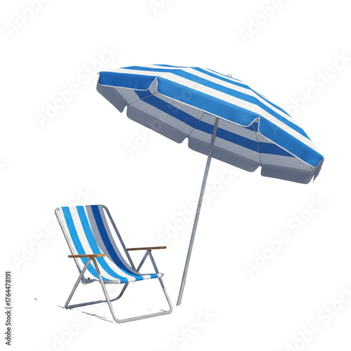 Beach Chair and Umbrella isolated on transparent background