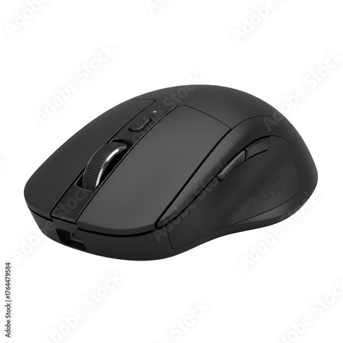 Black Wireless Computer Mouse isolated on transparent background