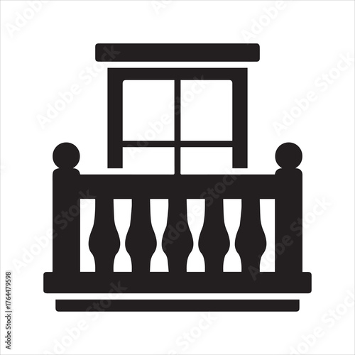 Icon of a house balcony with railing and windows