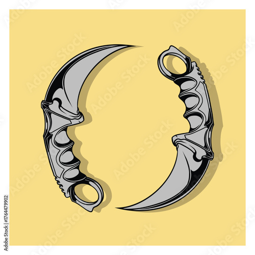 Karambit knife cartoon vector icon illustration isolated flat