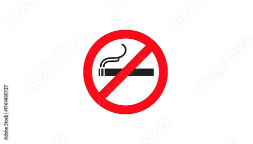 Free Download Prohibition icon depicting smoking ban, cigarette silhouette crossed out with red circle, set on bright white background - GFXLoad