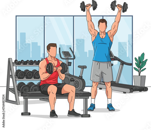 young woman exercising with dumbbells