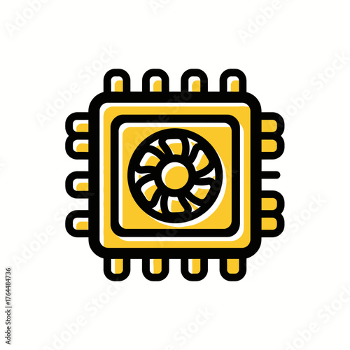 Computer Processor Icon A Detailed Graphic Representation of CPU Technology