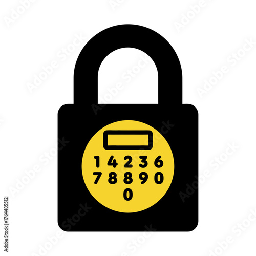 Lock icon with a keypad number combination for security, protection concept