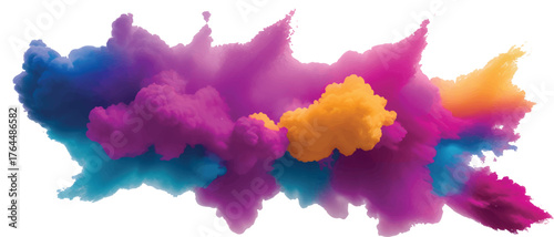 Abstract blue and pink watercolor paint texture with colorful ink splashes and artistic paper design