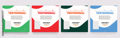  client testimonial banner set template. customer review social media post carousel template design.