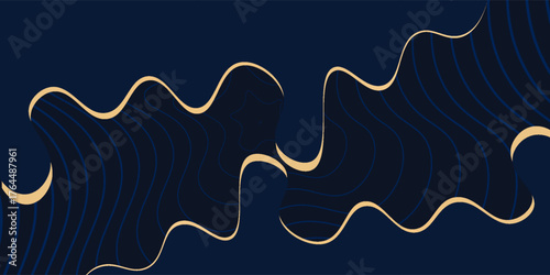 Modern Elegant dark blue background with golden details