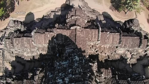 Aerial view of ancient temple complex architecture structure design