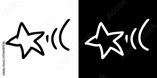 lack and white symbol. Hand-drawn heart symbol with a unicorn horn and arrow tail created with a single continuous line