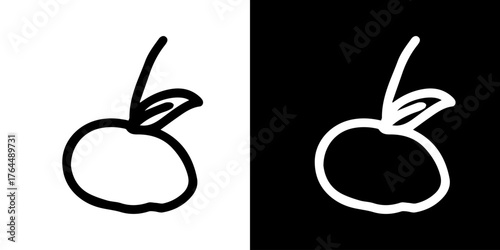 lack and white symbol. Hand-drawn heart symbol with a unicorn horn and arrow tail created with a single continuous line