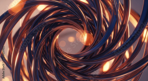 Metallic Strands Spiral Into a Vortex With Warm Illumination