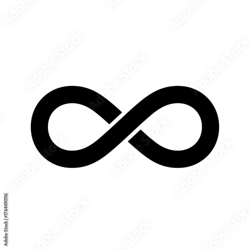 Bold infinity symbol icon in black for eternity and limitless concept