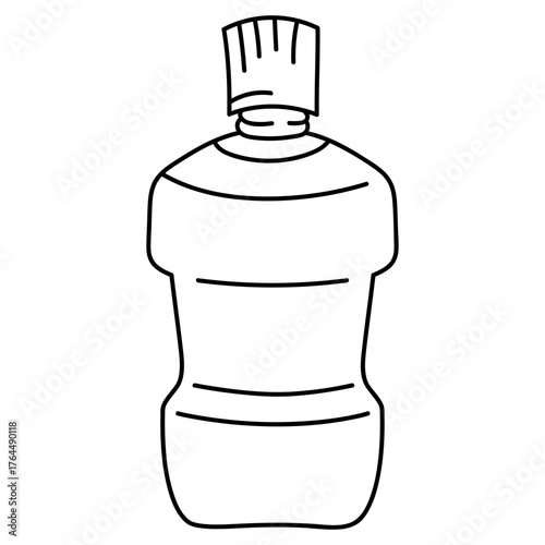 Hand drawn plastic bottle illustration in a doodle style. Suitable for UI elements, stickers, coloring pages, packaging concepts or childrens educational materials.