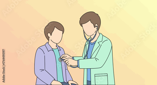 Doctor examining patient with stethoscope during medical checkup for health.