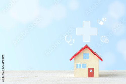 住宅のオブジェクト医療のシンボルマーク—在宅医療を表現したイメージ画像