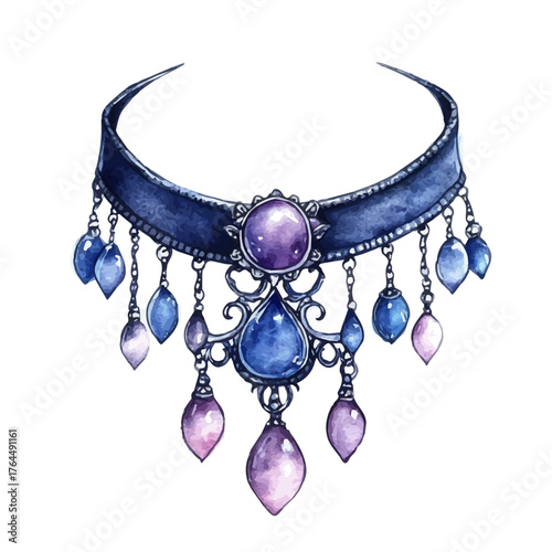 Sorceress Choker, watercolor clipart vector, isolated on a white background.