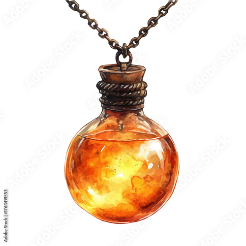 Sorcereras Amulet, watercolor painting vector, isolated on a white background.