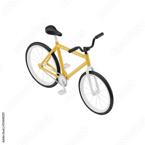Sleek yellow bicycle with a modern design, perfect for urban commuting, leisure rides, and active lifestyle promotion, rendered in clean 3D graphics for various projects and advertisements