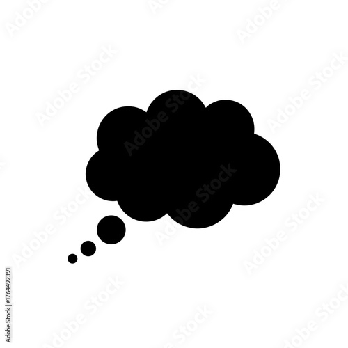 Black thought bubble icon in flat style for communication and idea design