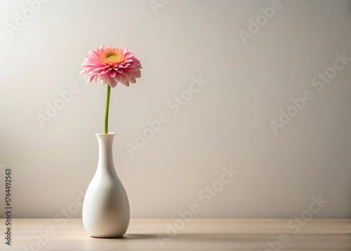 Minimalist Single Flower Bloom in Vase, Simple Elegant Still Life Photography