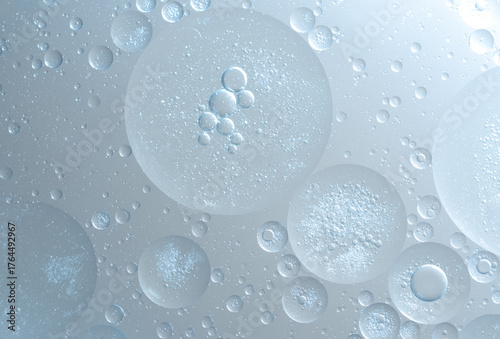 Abstract blue water oil bubbles background