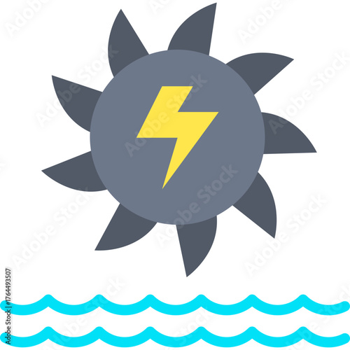 vector icon Hydro Power, Energy, Eco Friendly, Recycle Water, Sustainable, Ecology