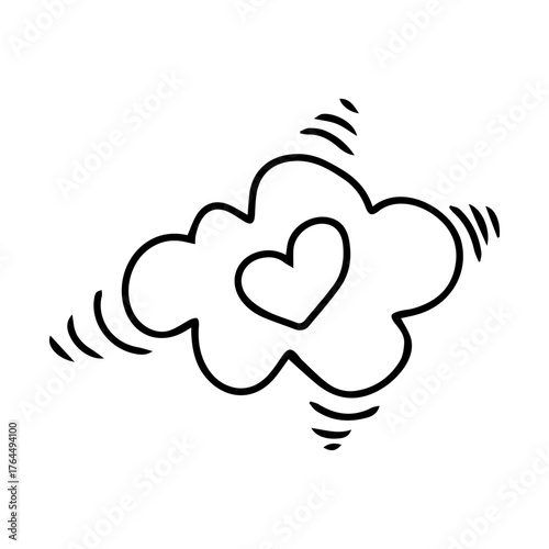 handrawn trend. lolipop candy, ul, sky, love, heart, urger, envelope, arrow, balloon. isolated on white background