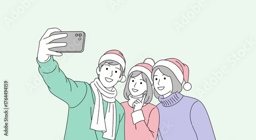 Festive Friends Capture Holiday Memories with a Selfie.