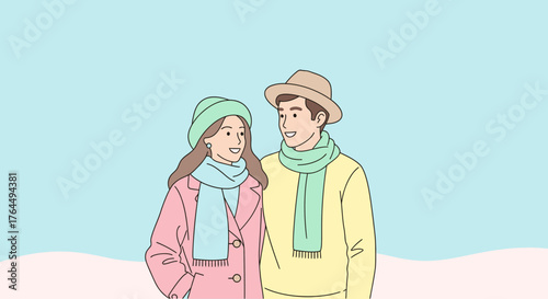 Couple in Winter Attire - A Cozy and Affectionate Scene.
