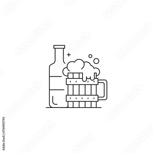 Beer mug icon, brewing, pub Symbol Outline icon Transparent background Editable Stroke