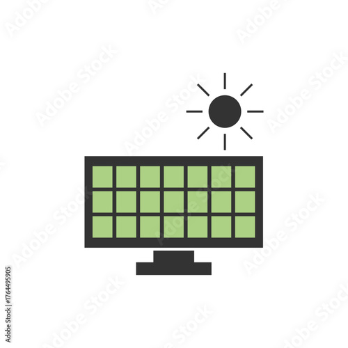 Solar panel symbol representing renewable solar power for clean energy innovation branding. Green Energy Illustration.