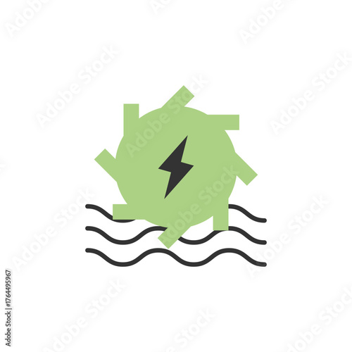 Electric energy explosion symbol representing high power output or energy burst concept. Green Energy Illustration.