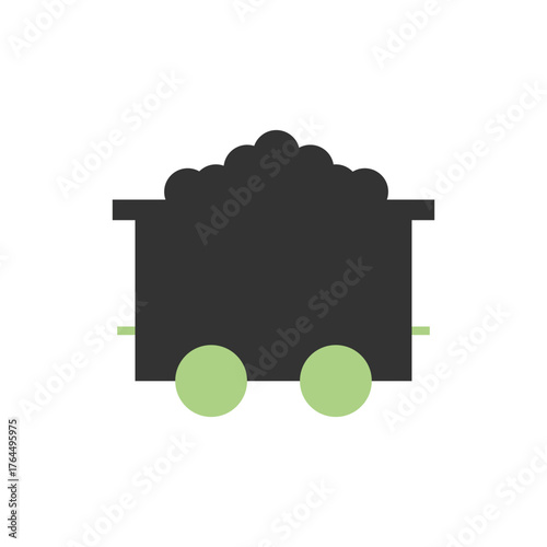 Eco mining or cart icon showing green transport and sustainable industry concept. Green Energy Illustration.