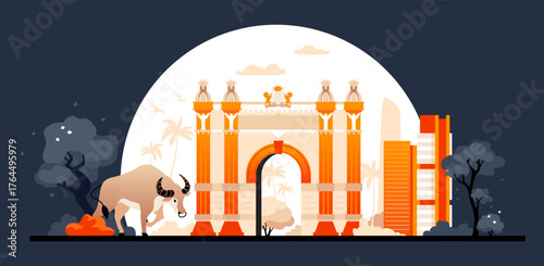 Travel to Spain - colorful flat design style illustration