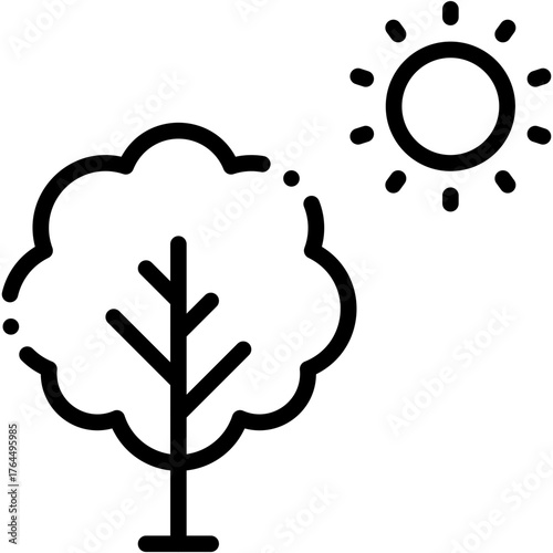 vector icon Tree, Green Energy, Sun Energy, Nature, Sun, Ecology
