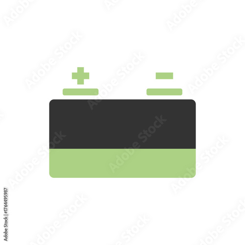 Eco battery icon showing clean recharge power efficiency for renewable energy systems. Green Energy Illustration.