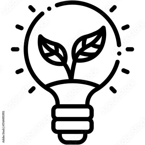 vector icon Bulb, Green Energy, Save The Planet, Plant, Bio Energy, Eco