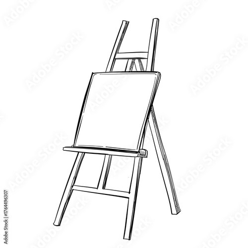 Art easel canvas vector line art hand drawn illustration 